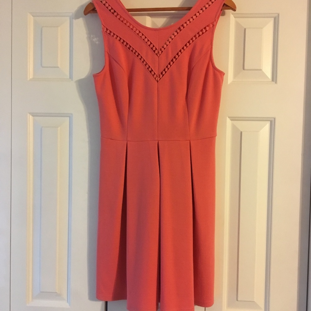 Coral pleated dress